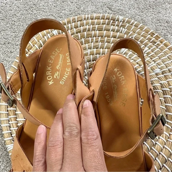 Kork-Ease Women’s Deborah Leather Studded Sandals Heeled Chunky in Tan 10 - Picture 15 of 16